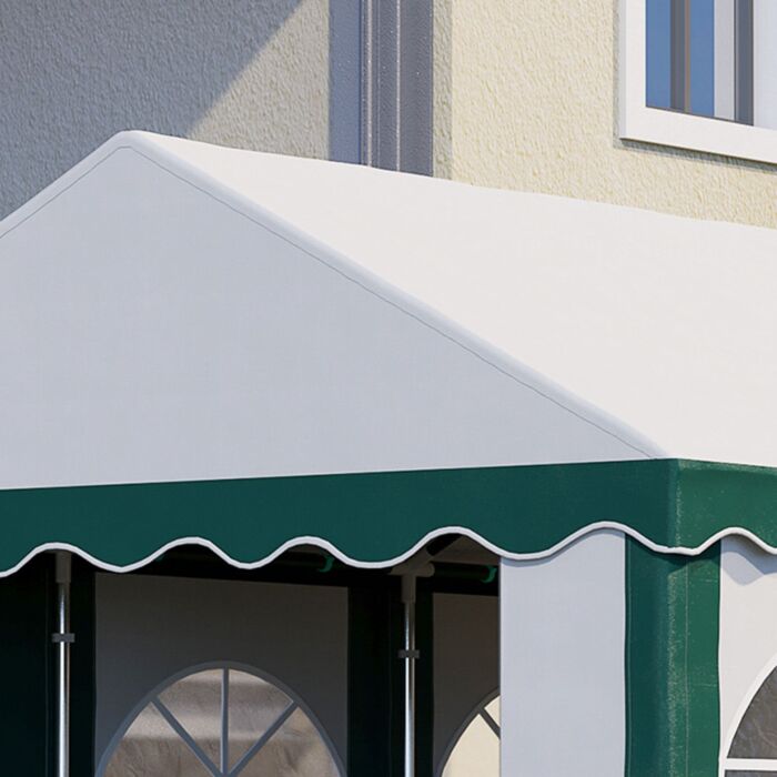 Outsunny 6 X 4m Garden Gazebo With Sides, Galvanised Marquee Party Tent With Six Windows And Double Doors