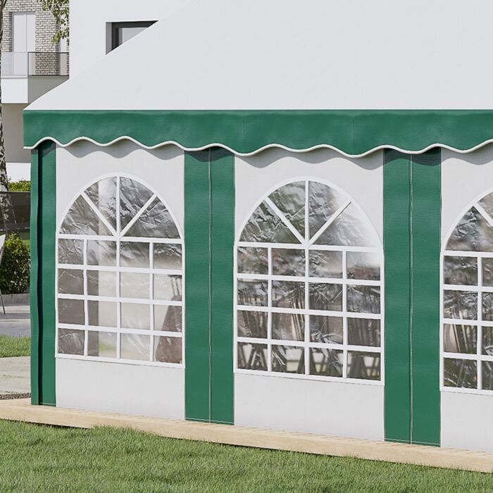Outsunny 6 X 4m Garden Gazebo With Sides, Galvanised Marquee Party Tent With Six Windows And Double Doors