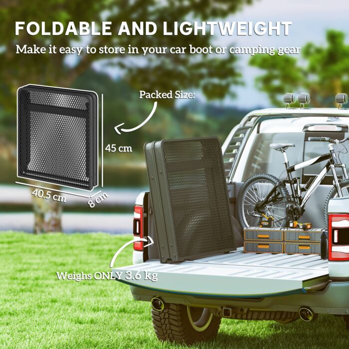 Outsunny 3 Ft Folding Camping Table W/ Adjustable Heights, Outdoor Folding Picnic Table With Metal Mesh Desktop & Aluminium Legs, Portable Lightweight Bbq Table For Picnic, Garden, Party, Black