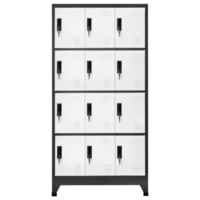 Vidaxl Locker Cabinet Anthracite And White 90x45x180 Cm Steel