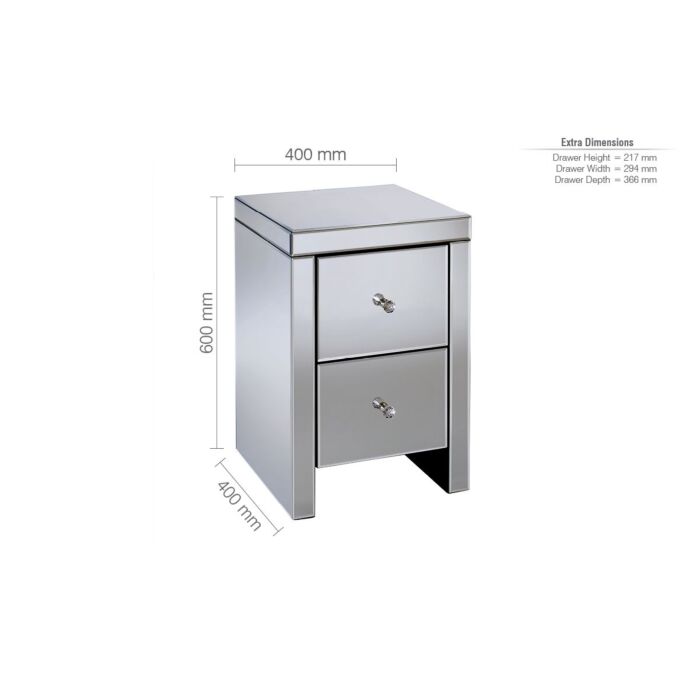 Seville 2 Drawer Bedside Mirrored