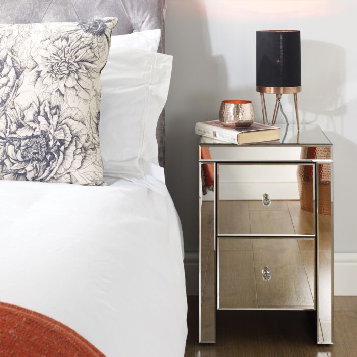 Seville 2 Drawer Bedside Mirrored