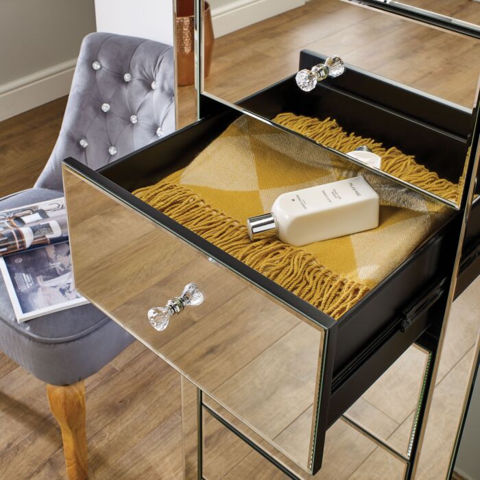 Seville 2 Drawer Bedside Mirrored