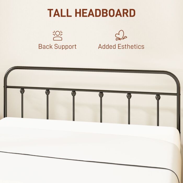 Homcom 5ft King Platform Bed Frame With Underbed Storage Tall Headboard Steel Slat No Box Spring Needed Easy Assembly Black