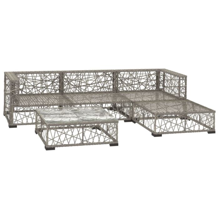 Vidaxl 5 Piece Garden Lounge Set With Cushions Poly Rattan Grey