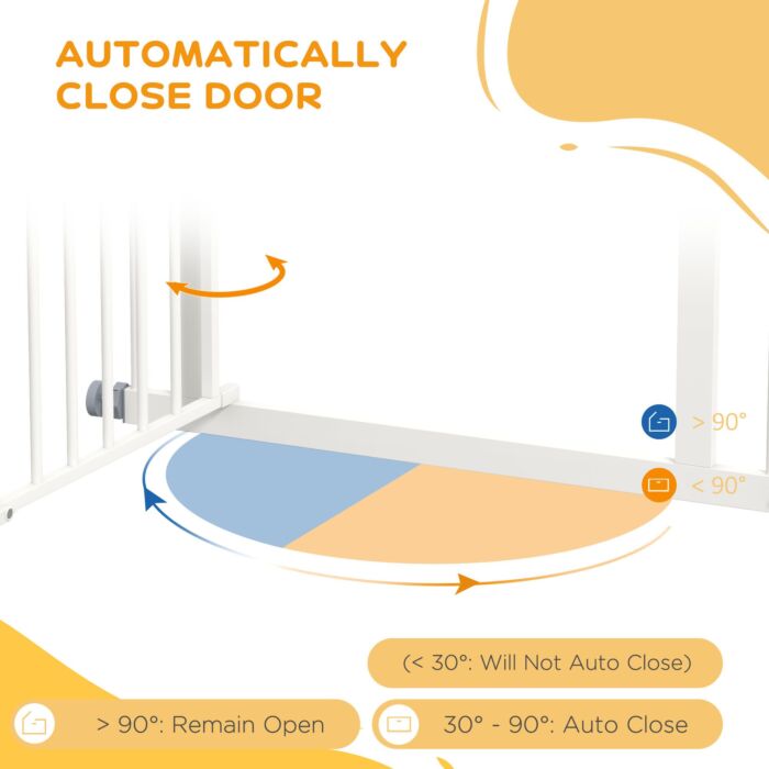 Pawhut Pressure Fit Stair Gate, Dog Gate W/ Auto Closing Door, For Small, Medium Dog, Easy Installation, For 74-80cm Opening