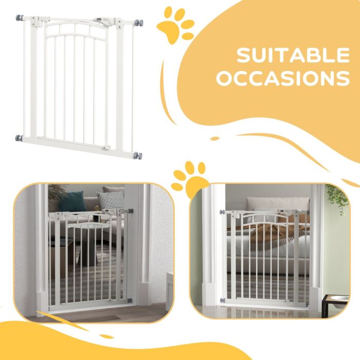 Pawhut Pressure Fit Stair Gate, Dog Gate W/ Auto Closing Door, For Small, Medium Dog, Easy Installation, For 74-80cm Opening