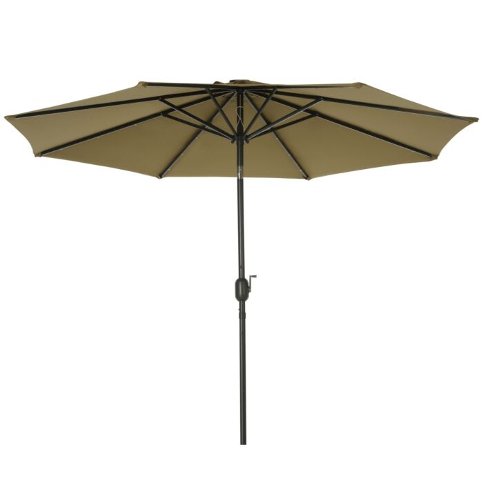 Outsunny 24 Led Solar Powered Parasol Umbrella-brown