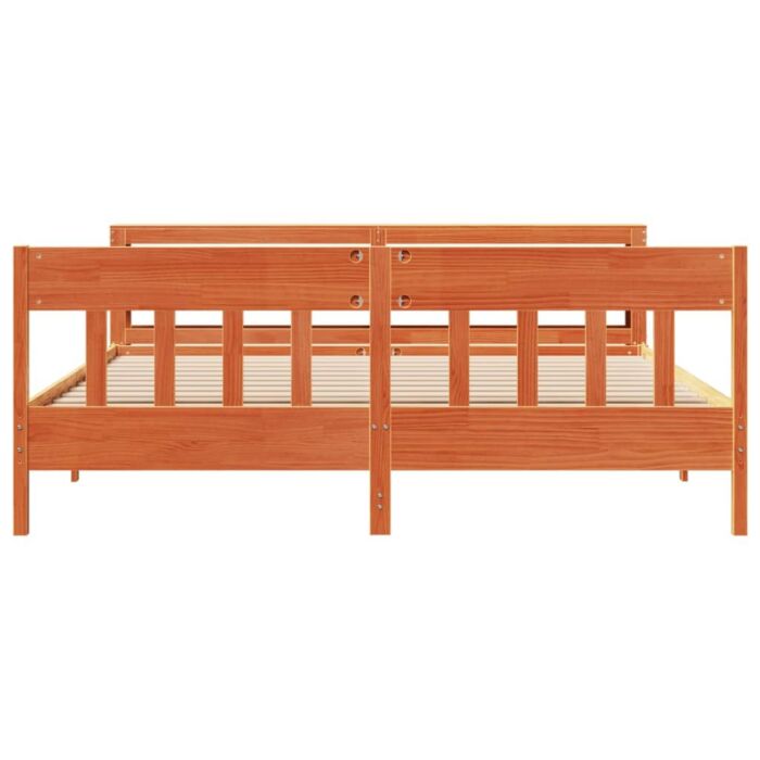 Vidaxl Bed Frame With Headboard Wax Brown 180x200 Cm Super King Solid Wood Pine