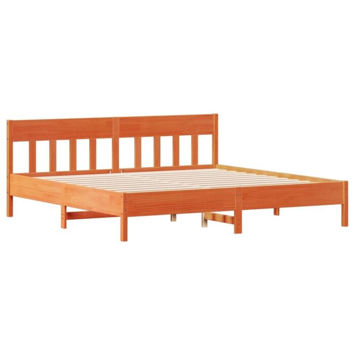 Vidaxl Bed Frame With Headboard Wax Brown 180x200 Cm Super King Solid Wood Pine