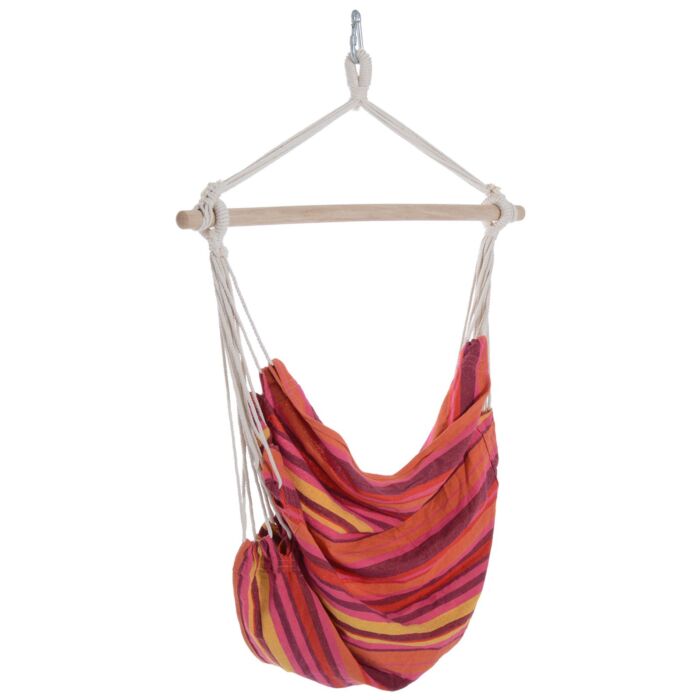 Outsunny Outdoor Hammock Hanging Rope Chair Garden Yard Patio Swing Seat Wooden W/ High Quality Cotton Cloth And Ropes (red)
