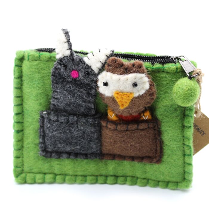 Pouch With Finger Puppets - Owl & Pussycat
