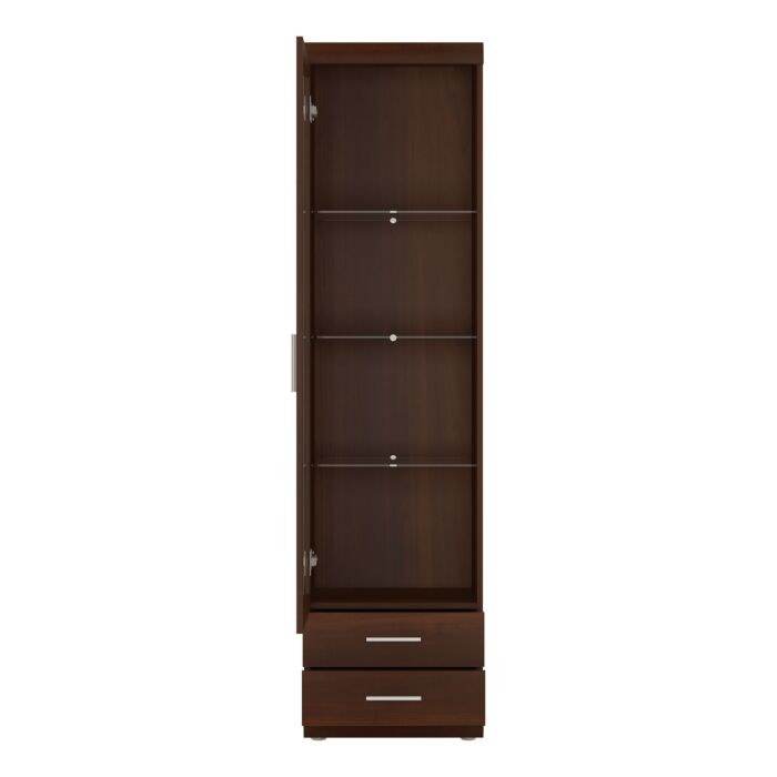 Imperial Tall Glazed 1 Door 2 Drawer Narrow Cabinet In Dark Mahogany Melamine