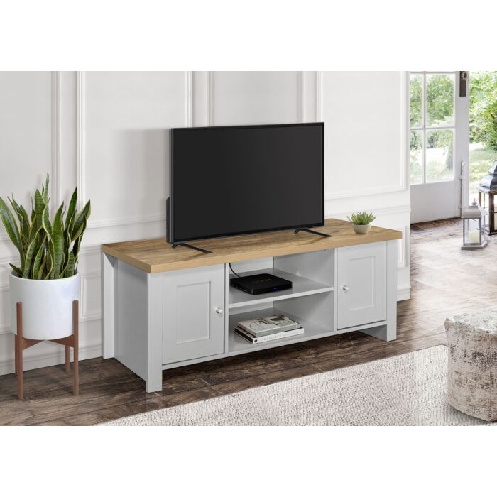 Highgate Large Tv Unit Grey & Oak