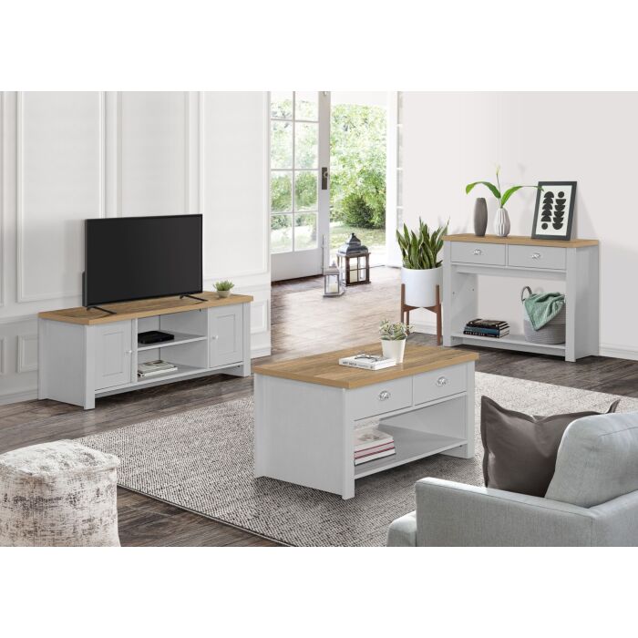 Highgate Large Tv Unit Grey & Oak