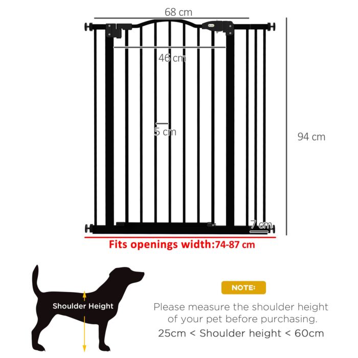 Pawhut Metal Pet Safety Gate Dog Gate Folding Fence, Black