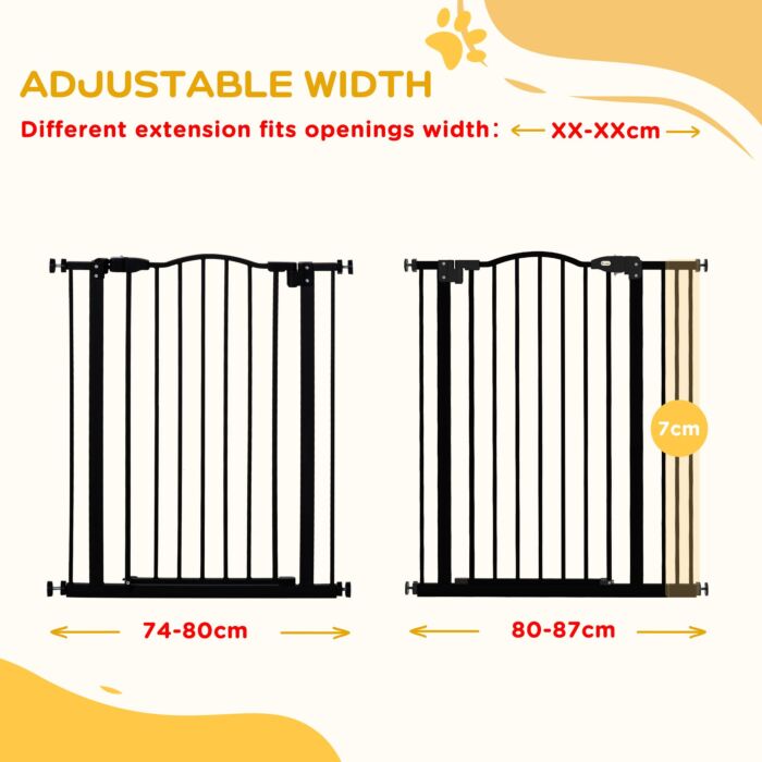 Pawhut Metal Pet Safety Gate Dog Gate Folding Fence, Black