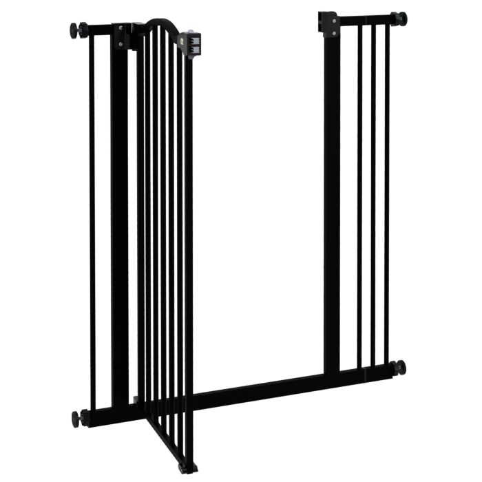 Pawhut Metal Pet Safety Gate Dog Gate Folding Fence, Black