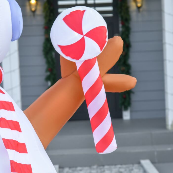 Homcom 2.4m Christmas Inflatable Snowman With Candy, Rotating Lighted For Home Indoor Outdoor Garden Lawn Decoration Party Prop
