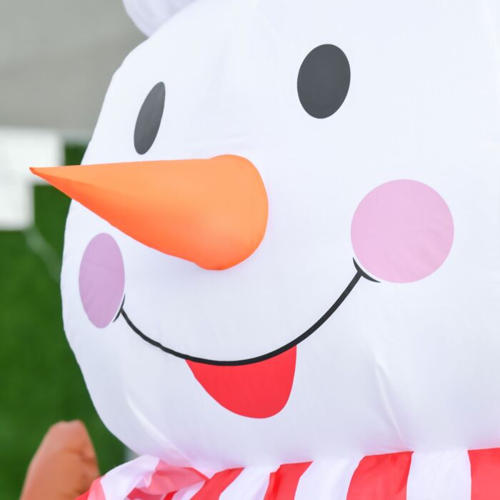 Homcom 2.4m Christmas Inflatable Snowman With Candy, Rotating Lighted For Home Indoor Outdoor Garden Lawn Decoration Party Prop