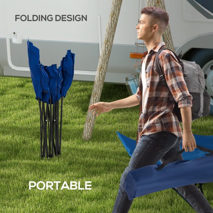 Outsunny Foldable Sun Lounger, Outdoor Tanning Sun Lounger Chair With Side Pocket, Headrest, Oxford Seat, Dark Blue