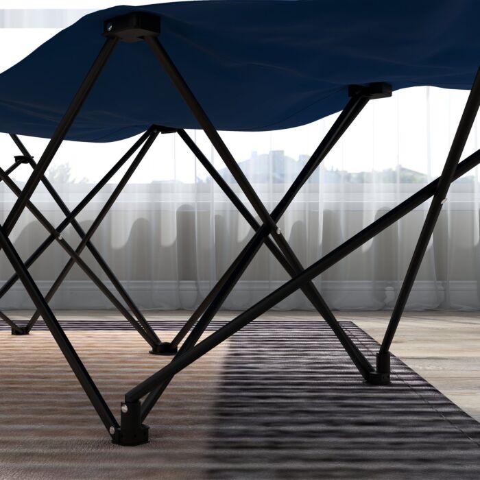 Outsunny Foldable Sun Lounger, Outdoor Tanning Sun Lounger Chair With Side Pocket, Headrest, Oxford Seat, Dark Blue