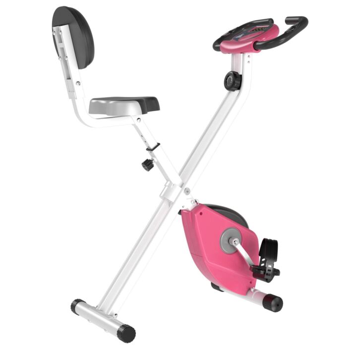 Homcom Magnetic Resistance Exercise Bike Foldable W/ Lcd Monitor Adjustable Seat Heart Rate Monitors Foot Pads Home Office Fitness Training Workout