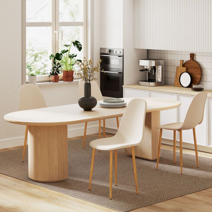 Homcom Modern Dining Chairs Set Of 4, Kitchen Chairs With Backrest And Steel Legs For Dining Room, Living Room, Khaki