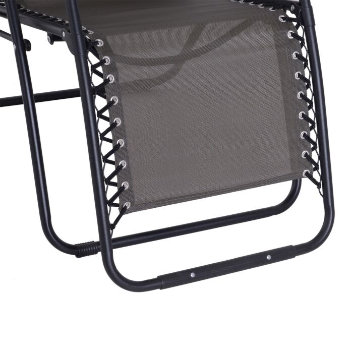 Outsunny Zero Gravity Chair Outdoor Folding & Reclining Sun Lounger With Head Pillow, Grey