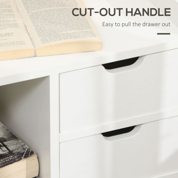 Homcom Bedside Table With 2 Drawers And Storage Shelves For Accent Table Small Cabinet, White