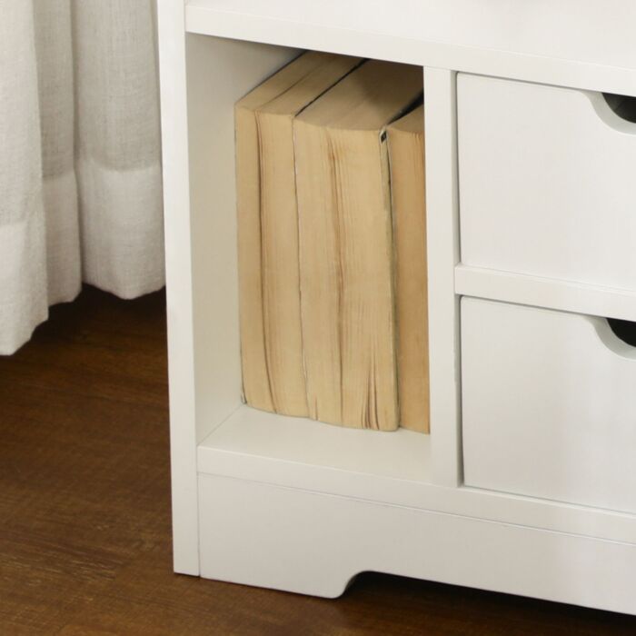 Homcom Bedside Table With 2 Drawers And Storage Shelves For Accent Table Small Cabinet, White