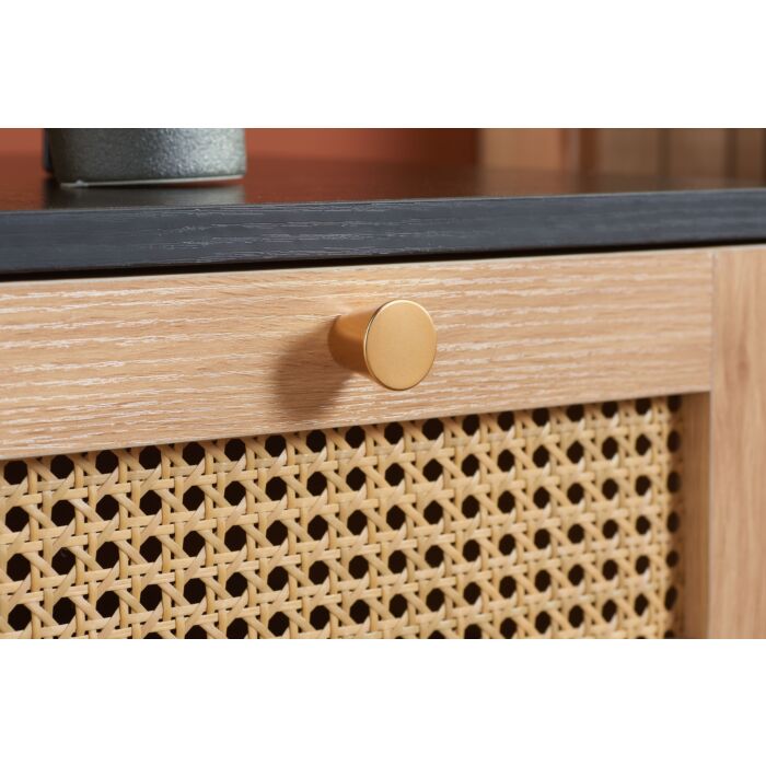 Croxley 1 Drawer Rattan Bedside Black