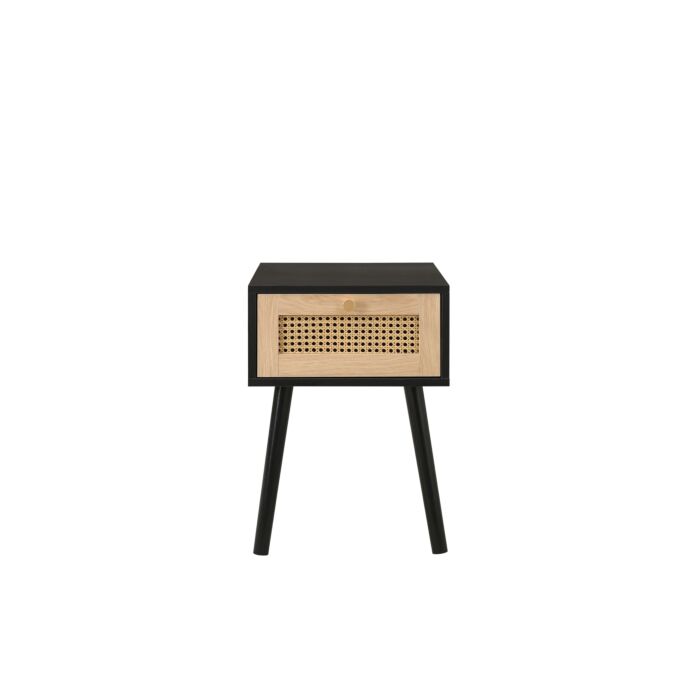 Croxley 1 Drawer Rattan Bedside Black