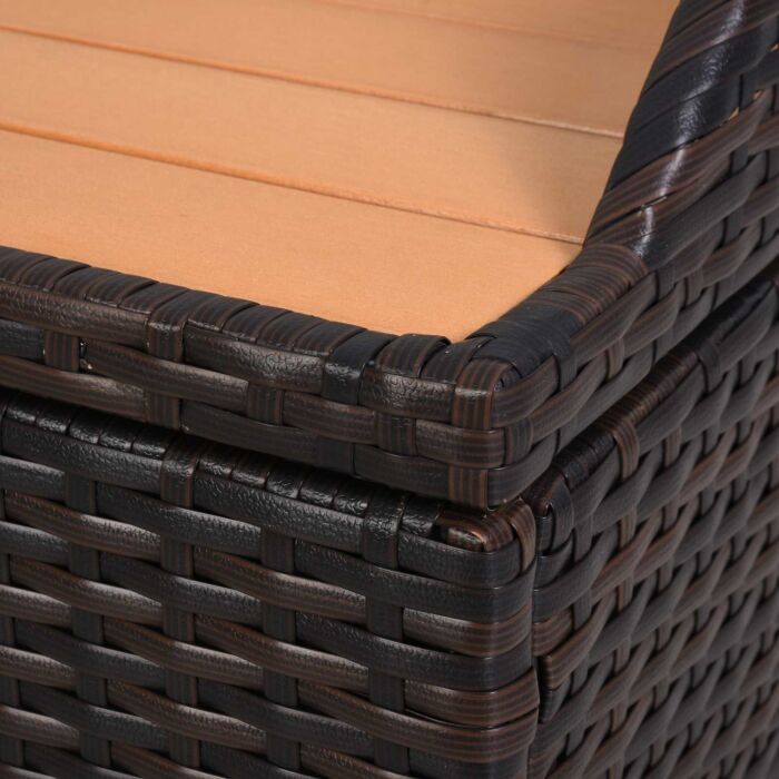 Outsunny Patio Pe Rattan Wicker Storage Basket Box Bench Seat Furniture W/ Cushion Brown