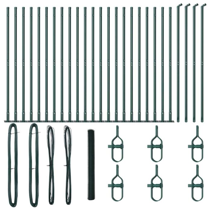 Vidaxl Hexagon Fence Green 1.6x50 M Steel, Vidaxl Fence Posts With Base Plates 13 Pcs Ø32mm 88,5cm Galvanised Steel