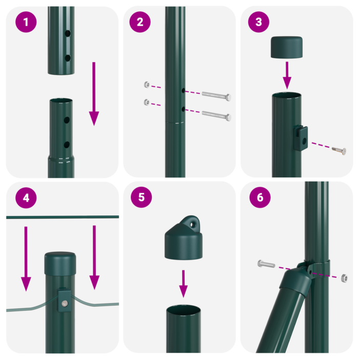 Vidaxl Hexagon Fence Green 1.6x50 M Steel, Vidaxl Fence Posts With Base Plates 13 Pcs Ø32mm 88,5cm Galvanised Steel
