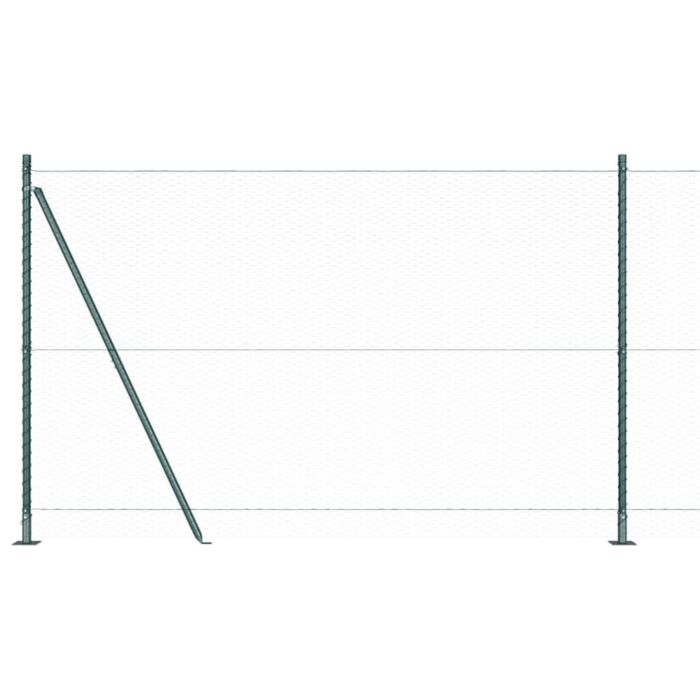 Vidaxl Hexagon Fence Green 1.6x50 M Steel, Vidaxl Fence Posts With Base Plates 13 Pcs Ø32mm 88,5cm Galvanised Steel