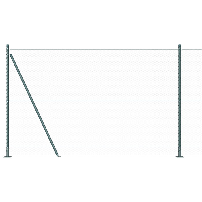 Vidaxl Hexagon Fence Green 1.6x50 M Steel, Vidaxl Fence Posts With Base Plates 13 Pcs Ø32mm 88,5cm Galvanised Steel
