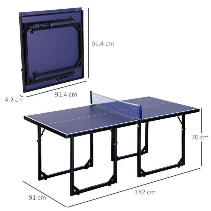 Homcom Folding Mini Table Tennis/ping Pong Table Set-black/blue