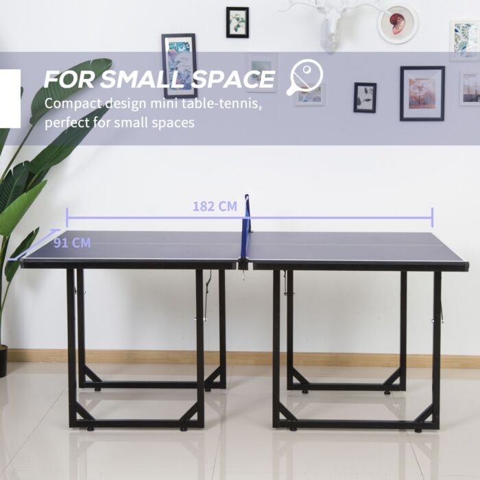 Homcom Folding Mini Table Tennis/ping Pong Table Set-black/blue