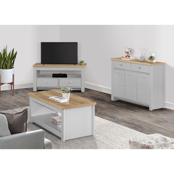 Highgate 3 Door 2 Drawer Sideboard Grey & Oak