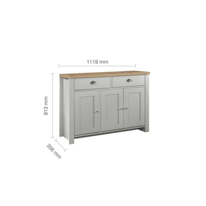 Highgate 3 Door 2 Drawer Sideboard Grey & Oak