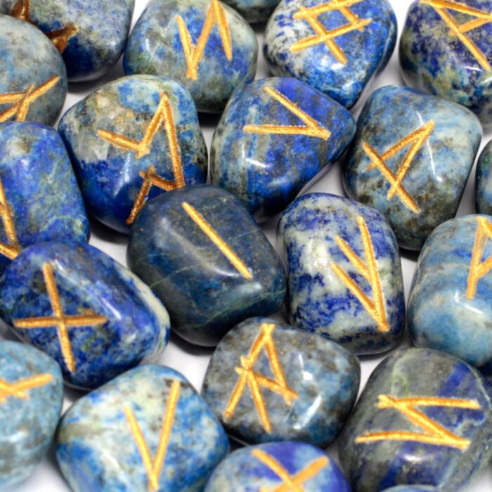 Runes Stone Set In Pouch - Lapis