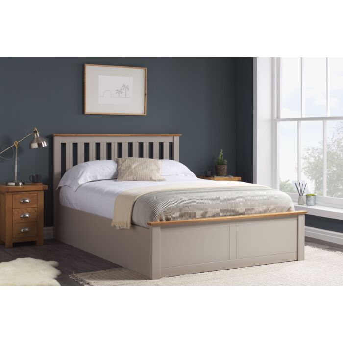 Phoenix Double Ottoman Bed Pearl Grey