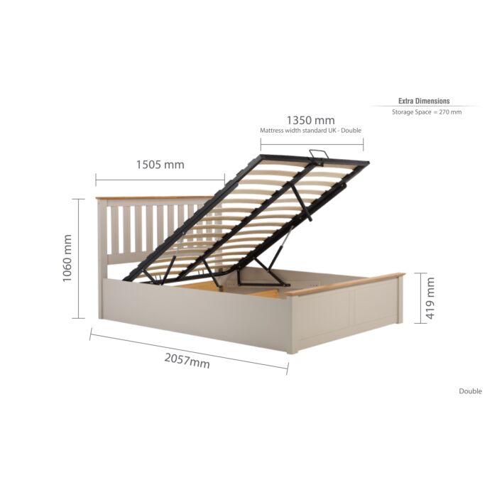 Phoenix Double Ottoman Bed Pearl Grey