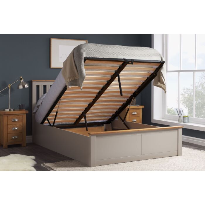 Phoenix Double Ottoman Bed Pearl Grey