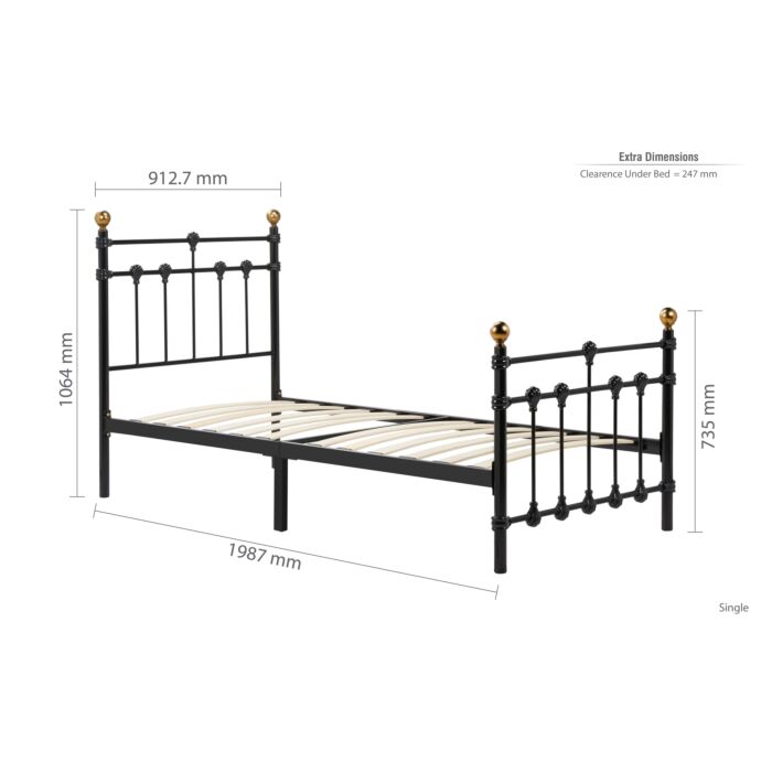 90cm Atlas Bed Black Black