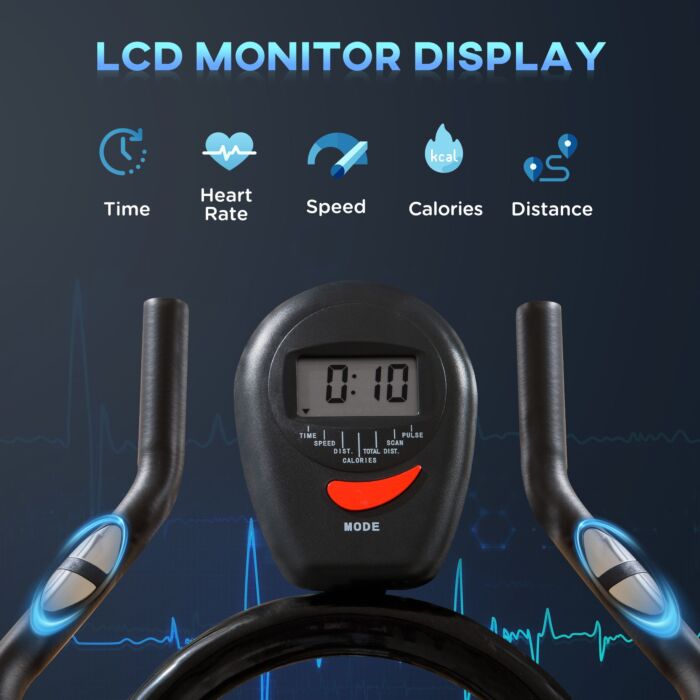 Homcom Stationary Exercise Bike, 8kg Flywheel Indoor Cycling Workout Fitness Bike, Adjustable Resistance Cardio Exercise Machine W/ Lcd Monitor Black