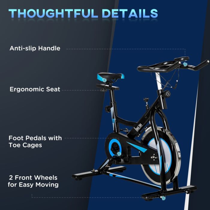 Homcom Stationary Exercise Bike, 8kg Flywheel Indoor Cycling Workout Fitness Bike, Adjustable Resistance Cardio Exercise Machine W/ Lcd Monitor Black