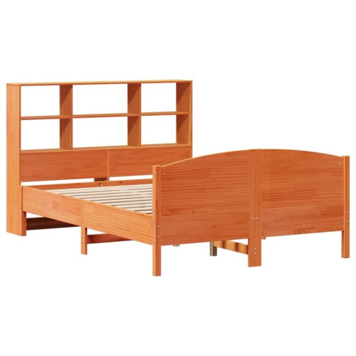 Vidaxl Bookcase Bed Without Mattress Wax Brown 150x200 Cm King Size Solid Wood Pine
